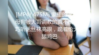 [MP4/ 475M] 家里的淫妻骚母狗被大哥调教的真不错，乖巧听话丝袜高跟，跪着给大哥舔鸡巴